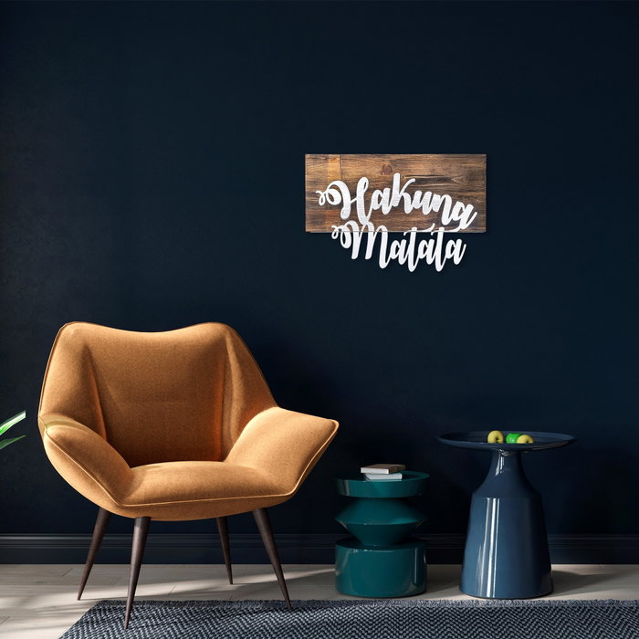 Wallity Hakuna Matata Metal Decor - Plata y Nogal